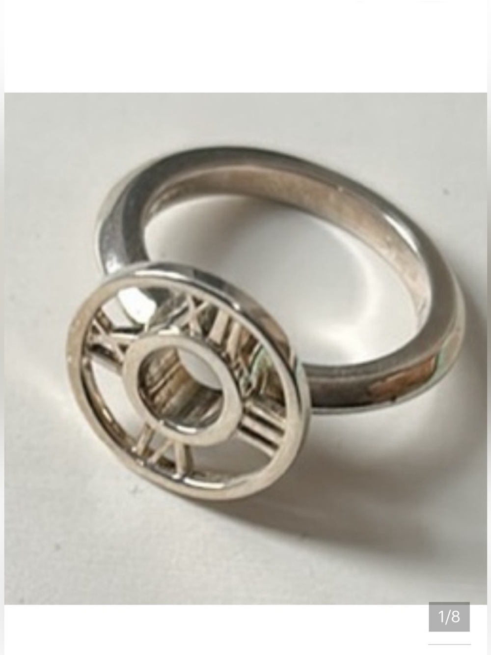 Tiffany & Co. Silver Atlas Roman Numeral Ring Size 8.5